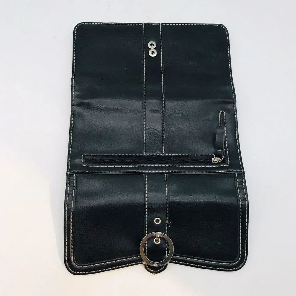Liz & Co. Black Tri-Fold Wallet with Accent Stitching ID CC Cash Coin 7.5 x 4